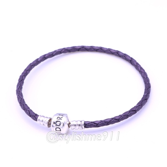 Authentic PANDORA Purple Braided Leather Bracelet - 590705CPE-S - Picture 1 of 7